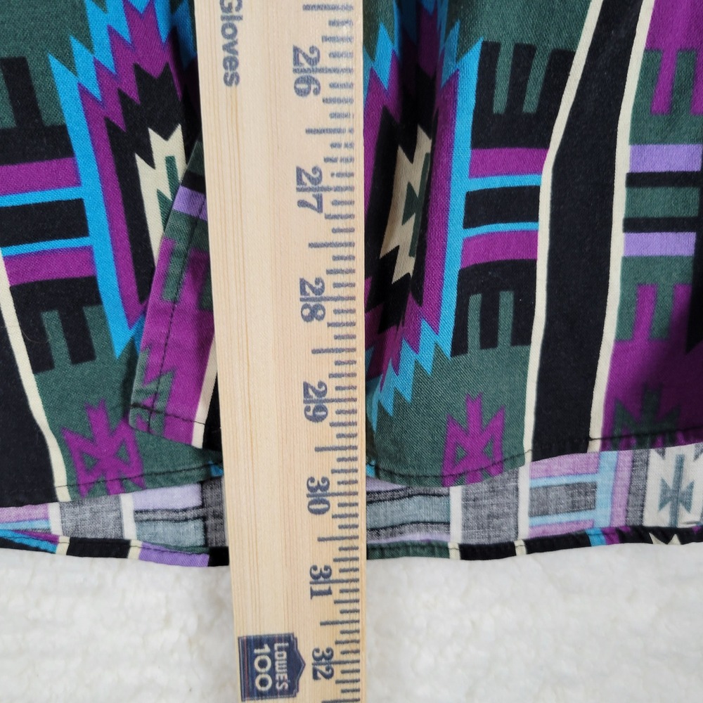 Vintage Roper Mens L Southwestern Geometric Western Button Dwn Shirt Purple Teal - Picture 6 of 12